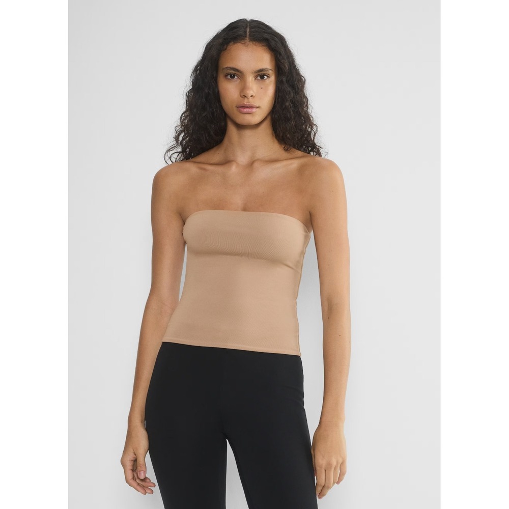 NWT Contour‎ Aritzia Tube Top Womens S Tan Stretch Fitted Strapless Y2K Modern